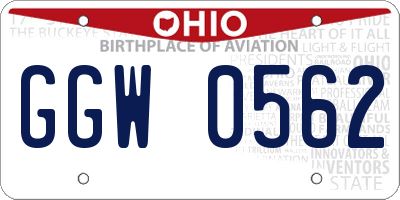 OH license plate GGW0562