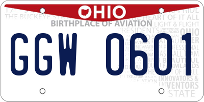 OH license plate GGW0601