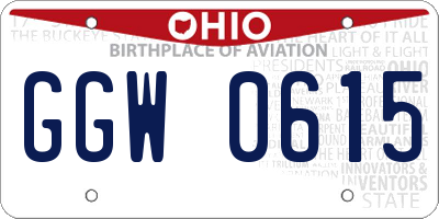 OH license plate GGW0615