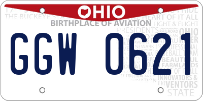 OH license plate GGW0621