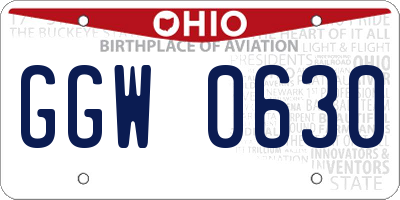 OH license plate GGW0630
