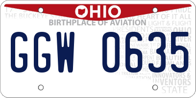 OH license plate GGW0635