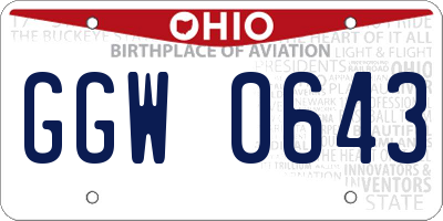 OH license plate GGW0643