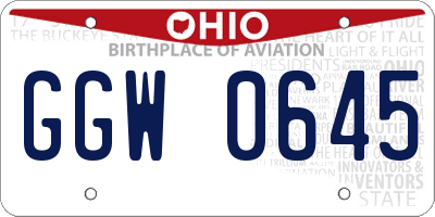OH license plate GGW0645