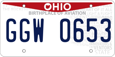 OH license plate GGW0653