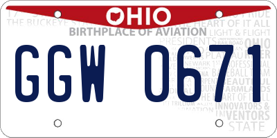 OH license plate GGW0671