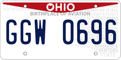 OH license plate GGW0696