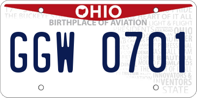 OH license plate GGW0701