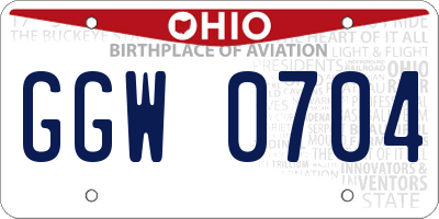 OH license plate GGW0704