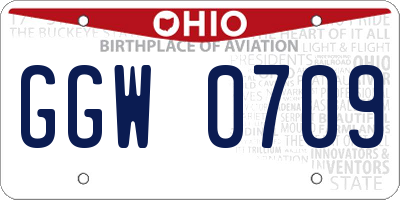 OH license plate GGW0709