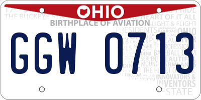 OH license plate GGW0713