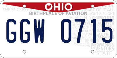 OH license plate GGW0715