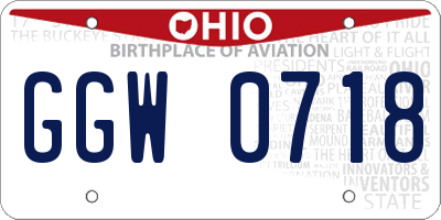 OH license plate GGW0718