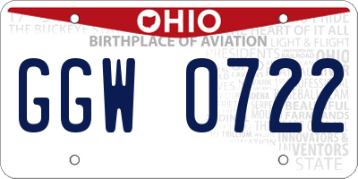 OH license plate GGW0722
