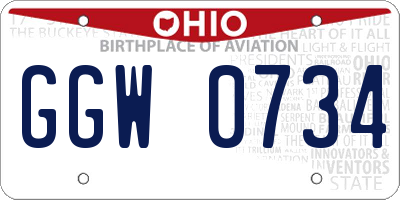 OH license plate GGW0734