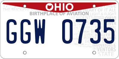 OH license plate GGW0735