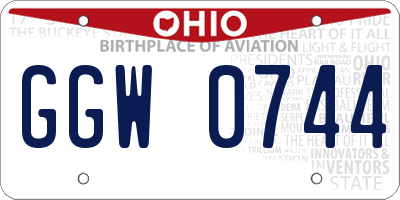OH license plate GGW0744