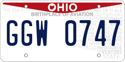 OH license plate GGW0747