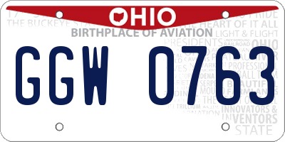OH license plate GGW0763