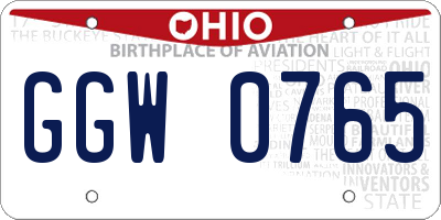 OH license plate GGW0765