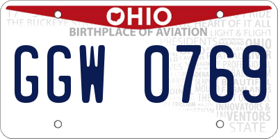 OH license plate GGW0769
