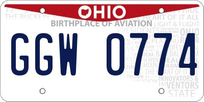 OH license plate GGW0774