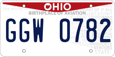 OH license plate GGW0782