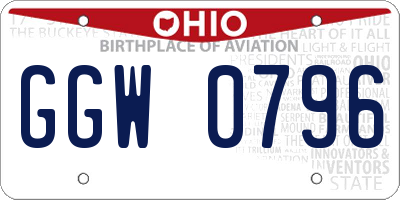 OH license plate GGW0796