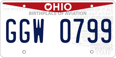 OH license plate GGW0799