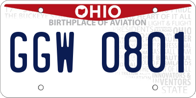 OH license plate GGW0801