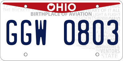 OH license plate GGW0803