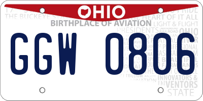 OH license plate GGW0806