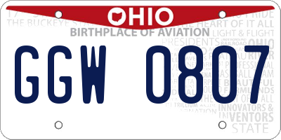 OH license plate GGW0807