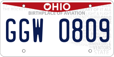 OH license plate GGW0809