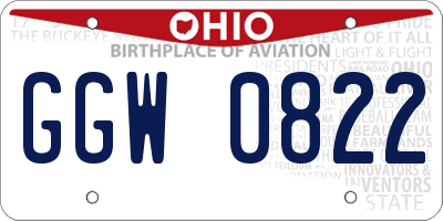 OH license plate GGW0822