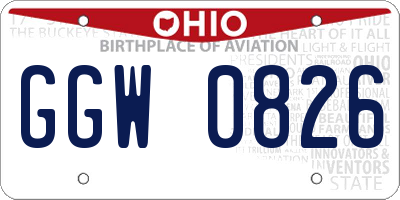 OH license plate GGW0826