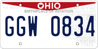 OH license plate GGW0834