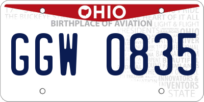 OH license plate GGW0835