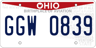 OH license plate GGW0839
