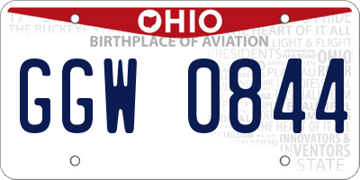 OH license plate GGW0844