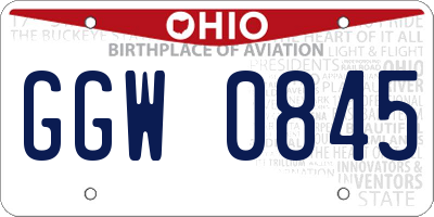 OH license plate GGW0845