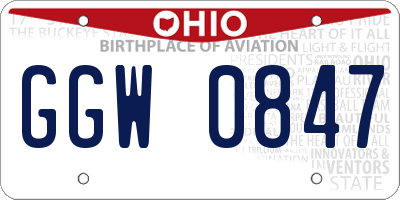 OH license plate GGW0847