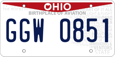 OH license plate GGW0851