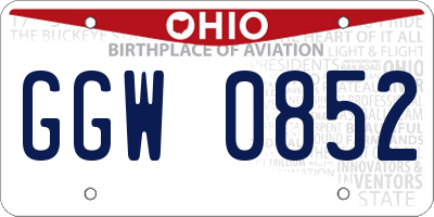 OH license plate GGW0852