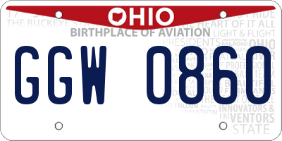 OH license plate GGW0860