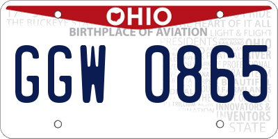 OH license plate GGW0865