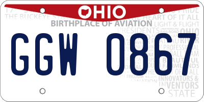 OH license plate GGW0867