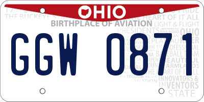 OH license plate GGW0871