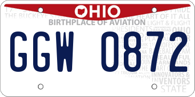 OH license plate GGW0872
