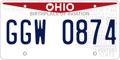 OH license plate GGW0874